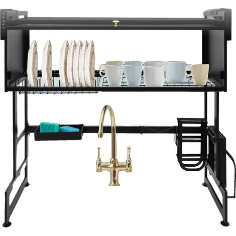 Scolapiatti in acciaio inox, 803085 cm, a due livelli, nero, 6,5 kg (1/5)