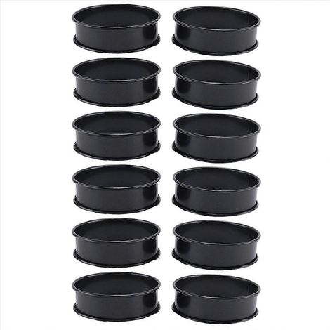 12 antihaftbeschichtete Crumpet-Ringe, 8 cm große englische Muffinformen, 12er-Set für perfekte Backergebnisse (1/5)