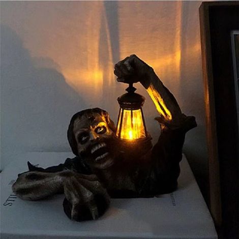 Lanterne solaire zombie pour Halloween, décoration de jardin horrifique, sculpture lumineuse effrayante en résine-AquaForge (1/4)