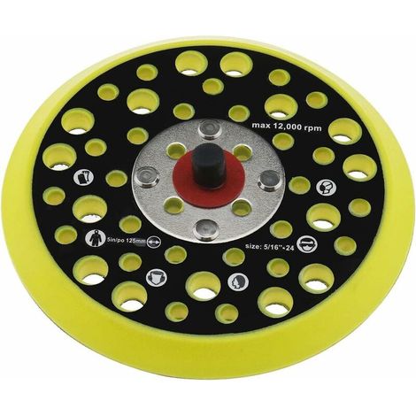 Support de 125 mm 5" compatible avec Mirka Ceros/Deros 44 trous, fixation de filetage 5/16, ponceuse, support à crochet et boucle, accessoires pour outils électriques (non original)
