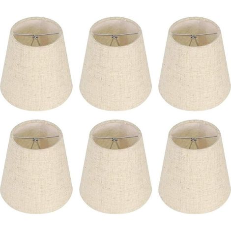 Promotion, Ensemble de 6 Petits Abat-Jour, Abat-Jour Baril en Toile de Jute Clip sur Ampoule pour Lampe de Table et lampadaire, Abat-Jour de Lustre Nordique Beige 3,5 x 5,5 x 5,2 Pouces, (1/5)
