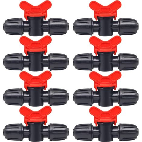 10 Pièces Vanne Commutation d'Irrigation, Irrigation Pipe Valve Switch, Robinet Jardin en Plastique PE, Robinet Barbelé Double Mâle, pour L'irrigation des Pelouses de Jardin, pour 16mm Tuyau (1/5)