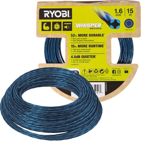 Hilo para desbrozadora Ryobi 563257, 1,6 mm, 15 m, RAC175