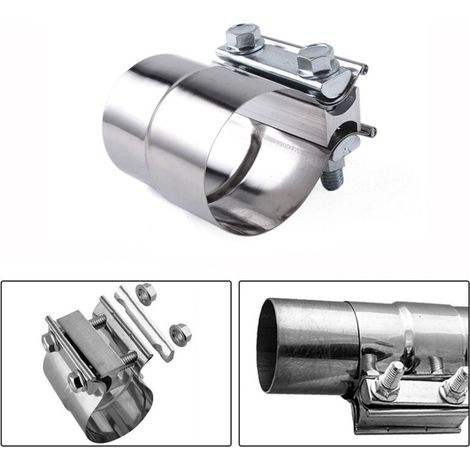 Collier de Tuyau d'échappement Connecteur Tuyau d'échappement Collier Serrage Echappement Raccord Tuyau échappement Manchon Echappement Colliers d'échappement pour Auto,2,5 pouces (1/4)