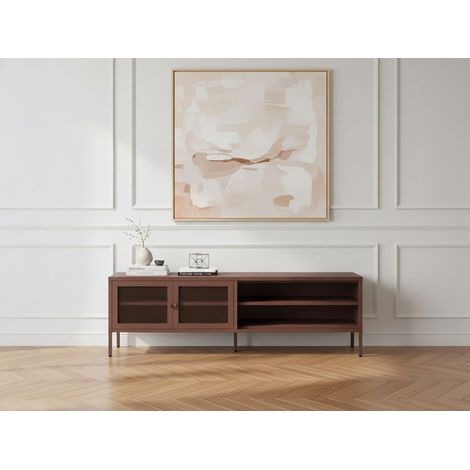 BOBOCHIC - Meuble TV 2 portes 2 niches 160 cm CLARA métal édition limitée   Bordeaux