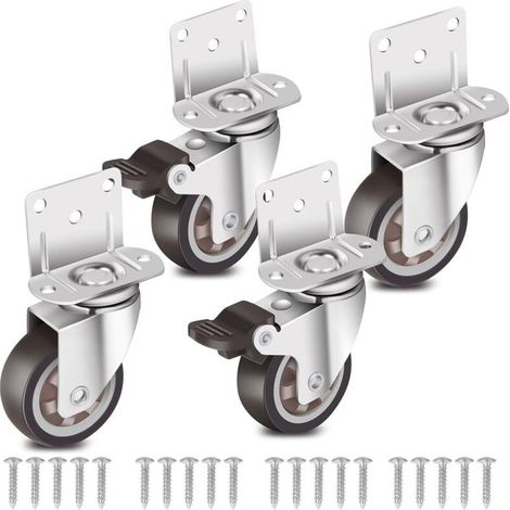 Lot de 4 roulettes latérales en caoutchouc en forme de L de 5 cm pour meubles, lit bébé, cuisine, armoire, table (1/5)