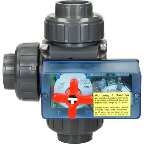 Robinet à bille 3 voies solaire PVC diamètre 50 mm avec servomoteur électrique 230V