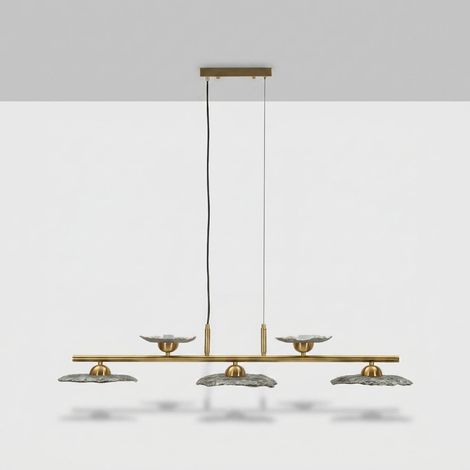 Lámpara colgante de 5 luces en vidrio y hierro Emily 5 luci - Gris (1/4)