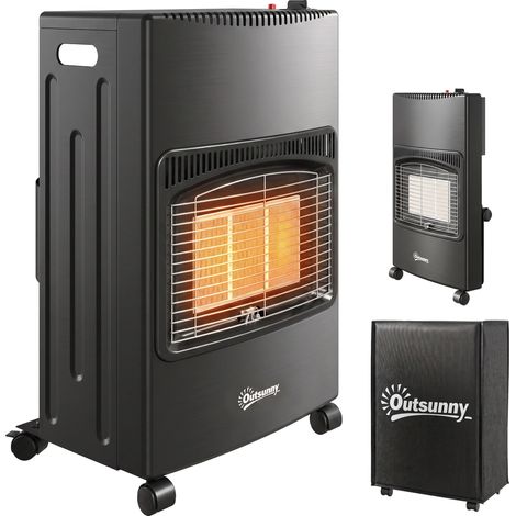 Chauffage au gaz - poêle à gaz - Outsunny - 4200W infrarouge pliable 3 puissances système ODS anti-basculement housse- métal - noir (1/5)
