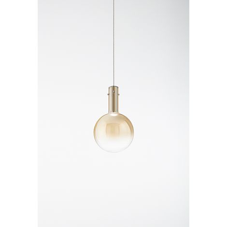 Suspension LED Série 8310 Verre Ambre, Structure Chrome Poli, 5W 3000K, Diamètre 20 cm, Câble 200 cm IP20 - Perenz Design Moderne et Elégant