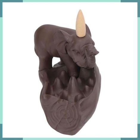 Brûleurs d'encens à reflux d'éléphant Brûleurs d'encens à reflux éléphant avec 20 cônes d'encens en grès luminaire statue (1/5)