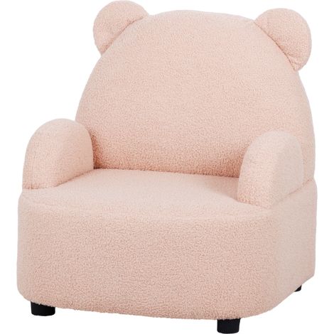 Kids Armchair, Bear Shaped Toddler Chair Bedroom Playroom Living Room, Aged 18 Months to 3 Years - Pink (1/5)