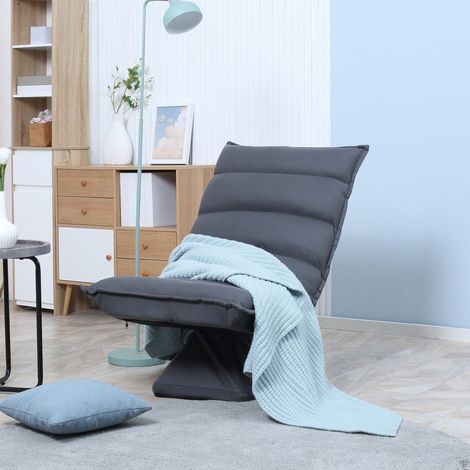 Fauteuil de sol pivotant 62x70x95 cm gris foncé en acier et microfibre avec dossier inclinable (1/5)