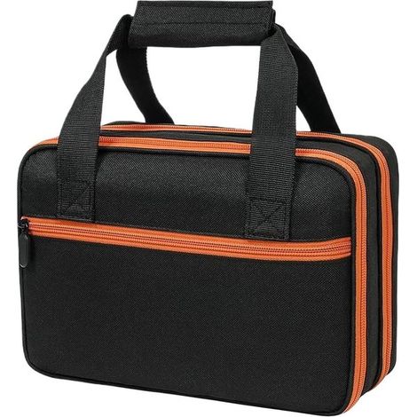 Aufbewahrungstasche für Stromprüfer Schwarz und Orange 28 x 9,5 x 21 cm Polyester Werkzeugtasche Mit Tragegriff für Elektriker und Techniker Trag (1/5)