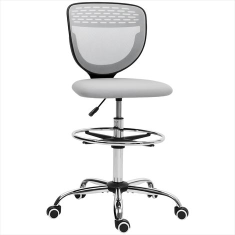 Chaise de bureau ergonomique haute en maille gris clair, assise réglable 68-88 cm, repose-pieds ajustable (1/5)