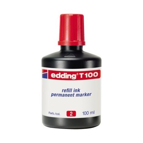 Nachfüllbares Tintenfass 100ml rot edding (1/4)