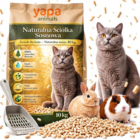 LETTIERA IN PELLET DI LEGNO PER GATTI, CONIGLI E RODITORI, NATURALE, LEGGERA, 100% 10KG (1/5)
