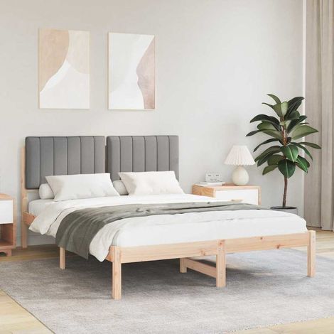 Estructura de Cama con Cabecera Tapizada Gris Claro