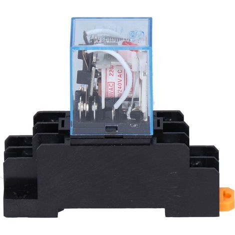 Relais électromagnétique LY2NJ 8 broches 10A 220V avec socle et voyant pour moteurs industriels (1/5)