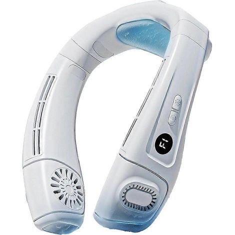 Cou climatiseur ventilateurs 2 en 1 refroidissement ventilateur de cou avec plaque 5200 mah à piles intérieur voyage (1/5)