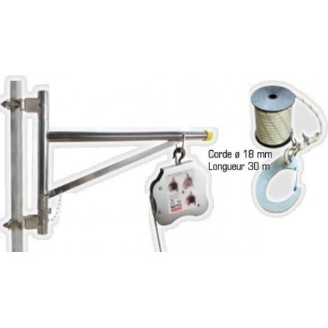 Altrad – Lot de potence de manutention avec poulie clic et corde 30m – Charge max 50kg – Fixation sur tube d'échafaudage 42-49mm