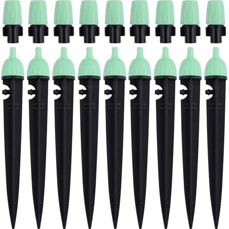 Goutteurs d'irrigation Ulisem avec connecteur, 20 pièces, arroseurs à débit d'eau réglable à 360 degrés, 2 en 1, pour système d'irrigation goutte à goutte (vert) (1/4)