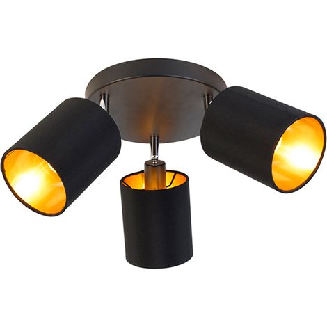 Modern Spot Black with Gold Interior 3-Light - Lofty