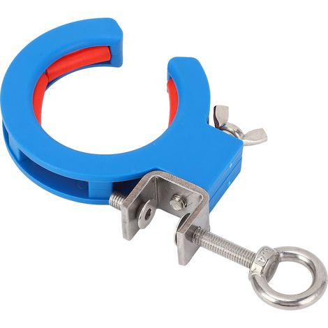 Poulie de tirage de câbles à rouleau avec pince de 65 mm pour chemin de câbles, utilisable en intérieur, extérieur et dans les angles (bleu). (1/5)