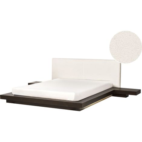 Bed with LED Boucle ZEN 160 x 200 cm (EU King Size) LED Dark Ash Wood (1/5)