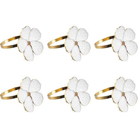 Lot de 6 ronds de serviette à motif floral, parfaits pour les mariages, les fêtes, les banquets et les soirées. (1/5)