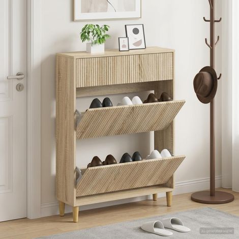vidaXL Shoe Cabinet ARNHEM 78 x 24 x 103 cm Engineered Wood Sonoma Oak (1/5)