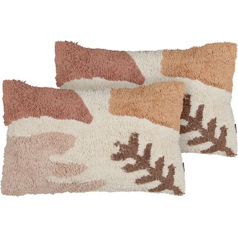 Lot de 2 Coussins Décoratifs en Coton avec Motif Multicolores 30 x 50 cm Housse Amovible Camassia
