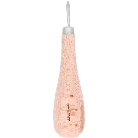 Alène à Cuir en Acier Forme Rhombe, Manche en Hêtre 5-6mm, Outil de Perçage pour Travail du Cuir DIY (1/5)