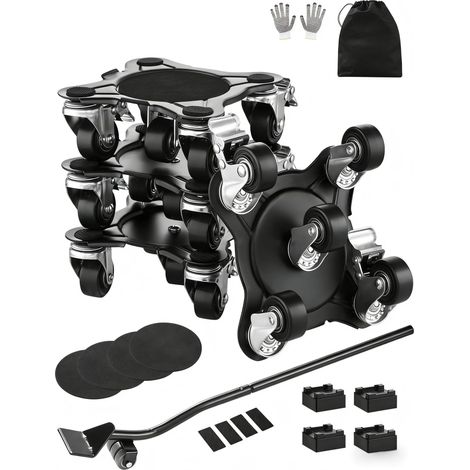 Chariot de Déménagement 4PCS Déplace Meubles Lourds Capacité Charge 544 kg 5 Roues Rotatives 360° Plateau Roulant Manutention Déménageur Acier Carbone pour Meuble Réfrigérateur Canapé Armoire (1/5)