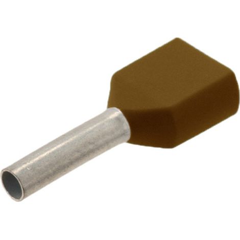 Embout de câblage double pour fil souple de 0,75mm² à 16mm² - Section / Couleur - Double embout Marron - 10mm² - Sachet de 100