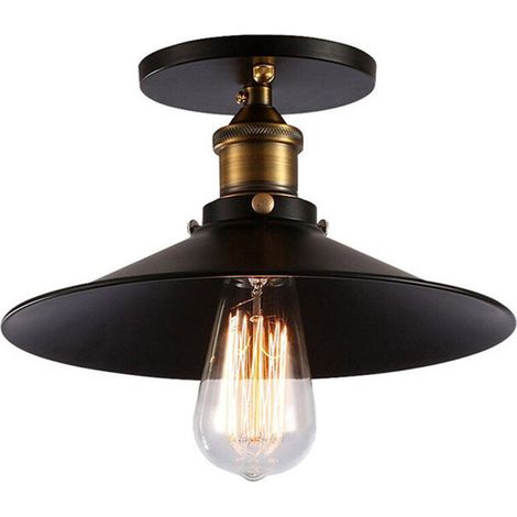 – Plafonnier vintage rétro E27 22cm – Lustre suspension noir pour salon, chambre, escalier – Design industriel élégant (1/5)