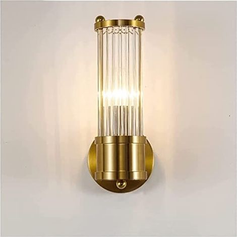 AUTRUCKER Applique murale en verre transparent, applique murale LED simple d'intérieur, une seule tête, variateur trois couleurs, 220 V, culot E14 (1/5)