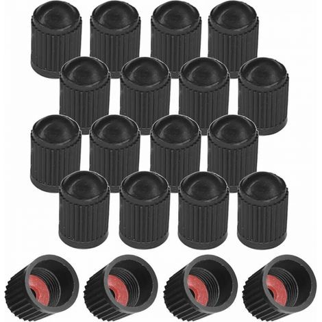 Confezione da 20 tappi valvola Schrader, in plastica, per pneumatici di biciclette, motociclette, auto, quad e scooter, di colore nero. (1/5)