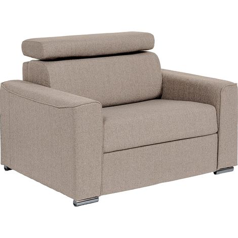 Poltrona letto express in tessuto beige Rete a doghe larghe 70 cm Materasso 14 cm - VIZIR