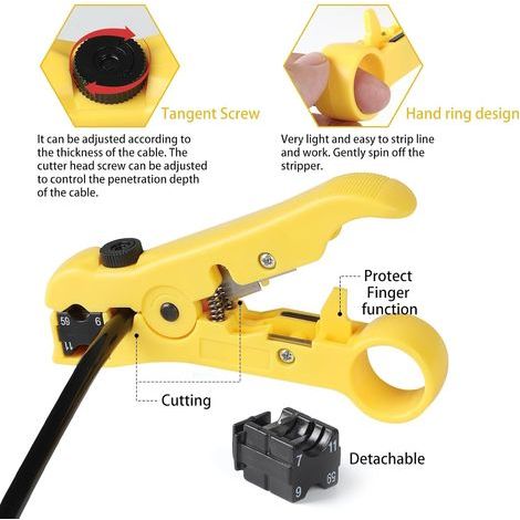 LALAGO RG59/RG6 Pince à Sertir avec 20 Connecteurs F de Compression pour Câble Satellite Câble Coaxial, Kit de sertissage de câble Coaxial, Pince à dénuder avec 20 connecteurs de compression F (1/4)