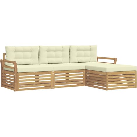 Outdoor Sofa Set 4 pcs White and Cream vidaXL (1/5)