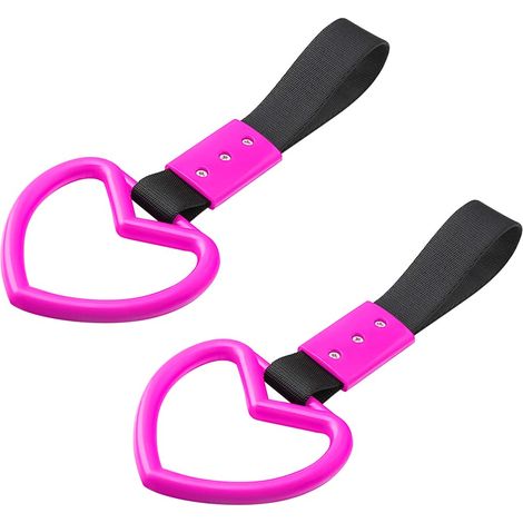 Correas para coche con forma de corazón (paquete de 2), correas de advertencia para el parachoques trasero, para decoración del coche (rosa) (1/5)