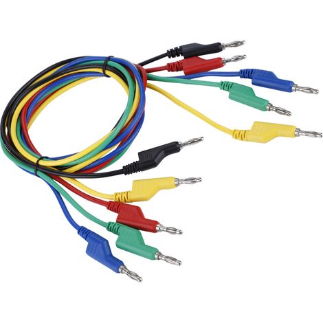Lot de 5 cordons de test haute tension P1036 à double embout de 1 m avec fiches bananes de 4 mm pour multimètre (1/5)