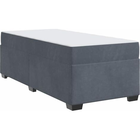 Lit simple,Lit adulte,Cadre de lit avec matelas Gris foncé 90 x 200 cm Velours CFW8978687 (1/5)