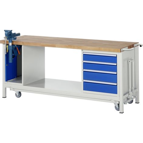 Rau Werkbank mit Fahrgestell 8185, B2000xT700xH880mm, 4x Schublade-TA, 1xSSK (1/5)