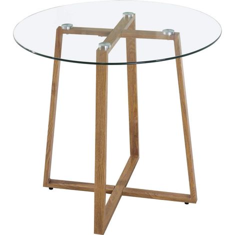 Runder Esstisch 80cm Glastisch mit Metallbeinen, skandinavisch, für 2-4 Personen (1/5)