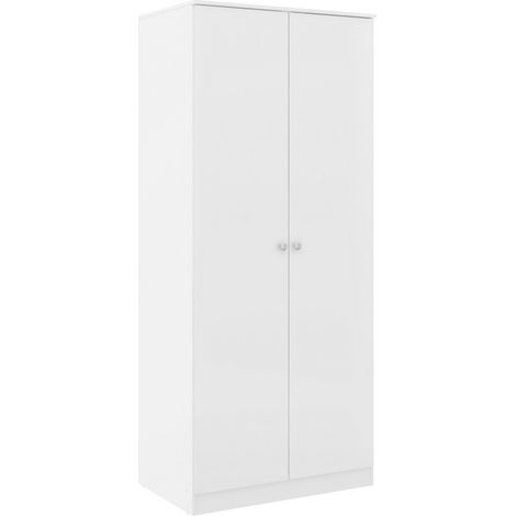Denver 2 Door Wardrobe - L48 x W175 x H75 cm - White Gloss