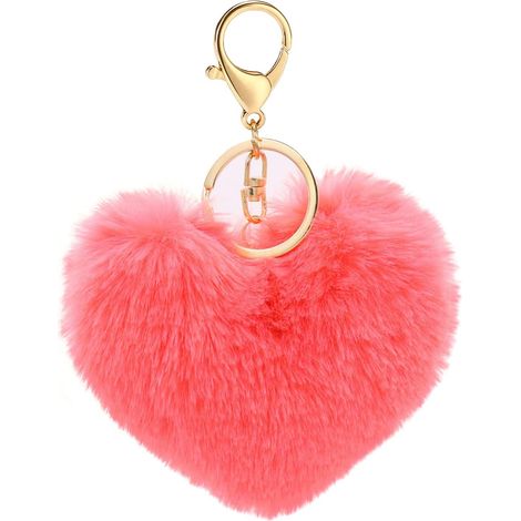 Porte-clés Fluffy Peluche Coeur Charme Anneau Porte-clés, 1410cm