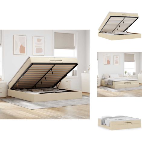 Cadre de lit ottoman avec matelas crème 200x200cm tissu - Cadre De Lit Ottoman - Cadres De Lit Ottoman - Cadre De Lit - Cadre De Lit Avec Rangement (1/5)