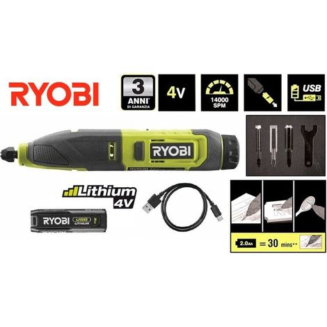 Ryobi RPC4-120G Utensile Intaglio Batteria 4V USB Lithium 13000c/min 1x2,0Ah (1/5)